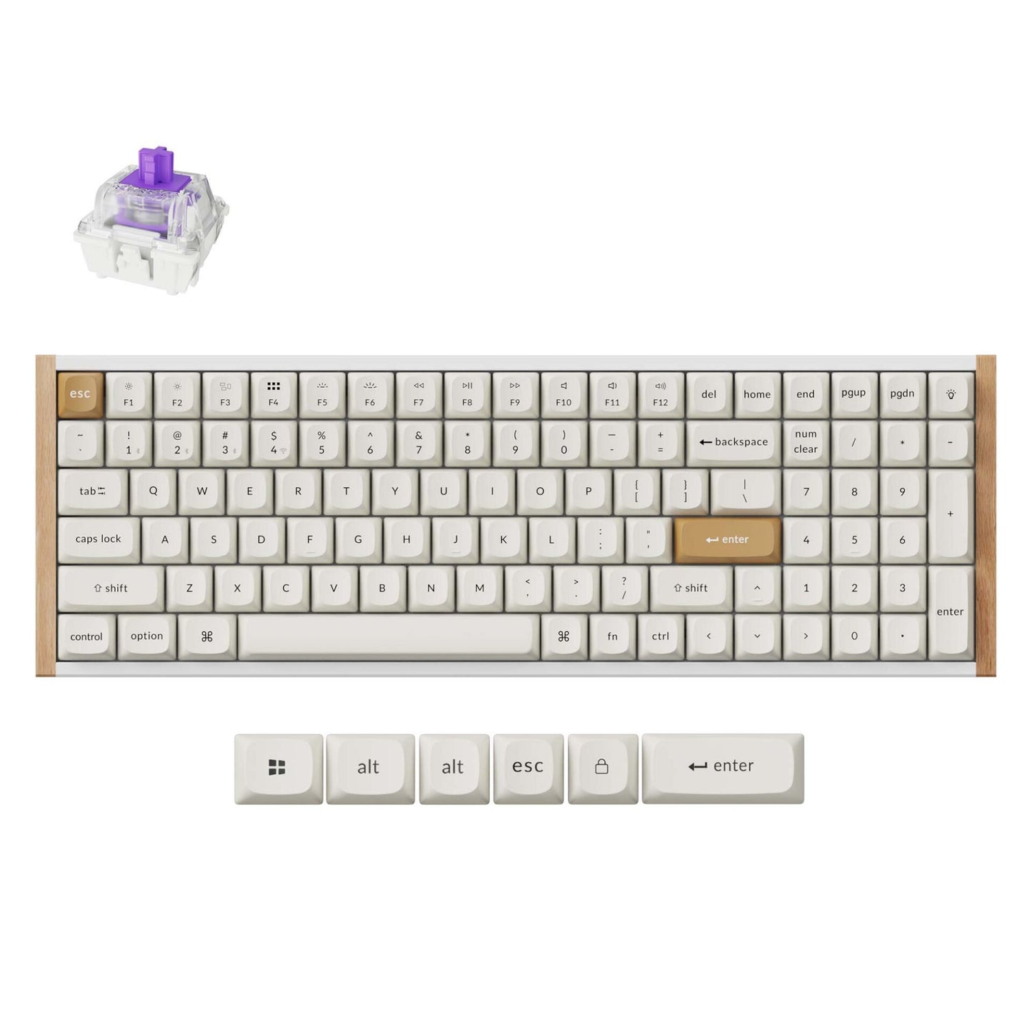 Keychron K4 HE 96% Magnetic Switch Hot-Swap RGB Wireless Keyboard – White (Wood + Aluminium)-0