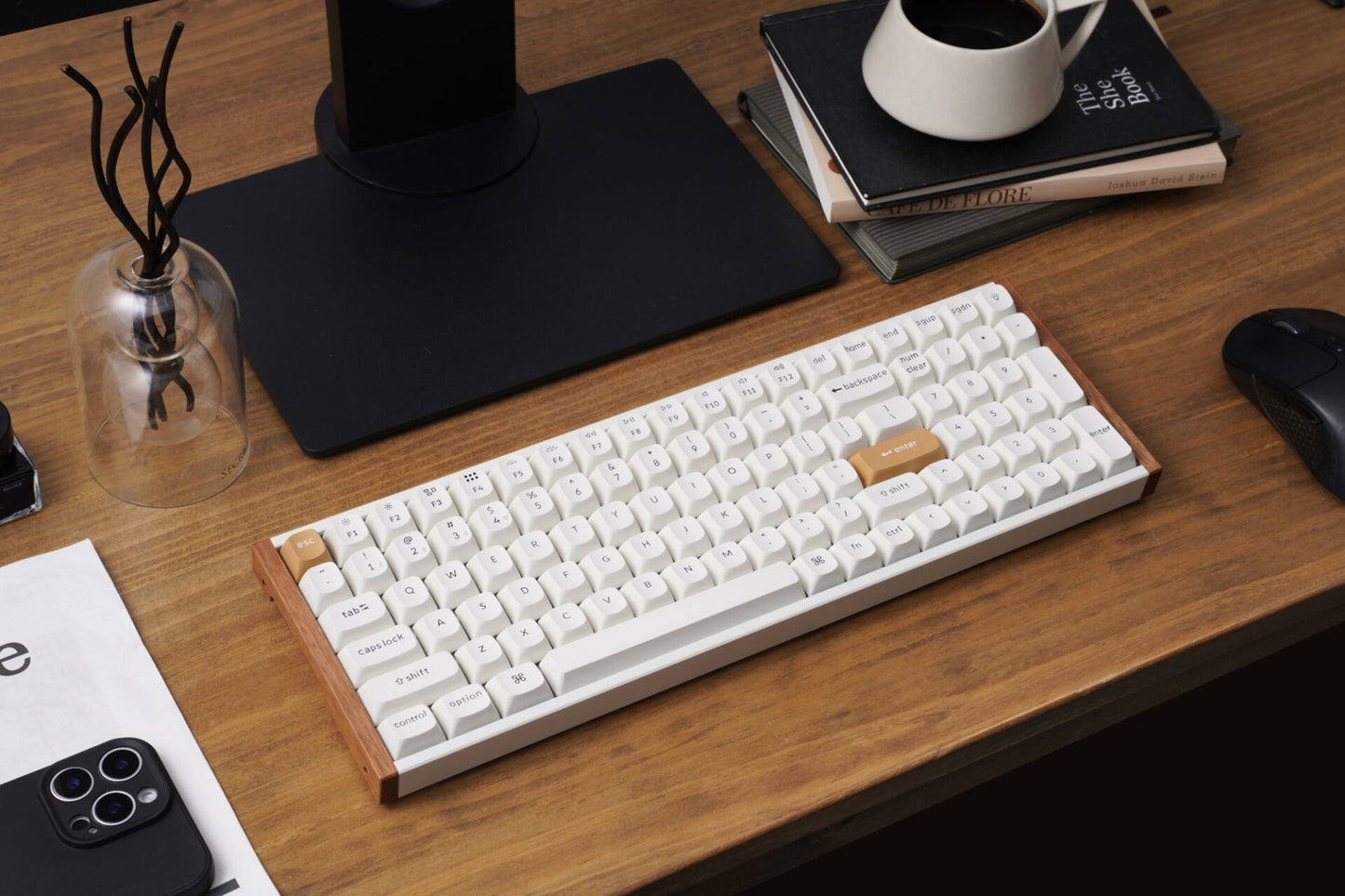 Keychron K4 HE 96% Magnetic Switch Hot-Swap RGB Wireless Keyboard – White (Wood + Aluminium)-2