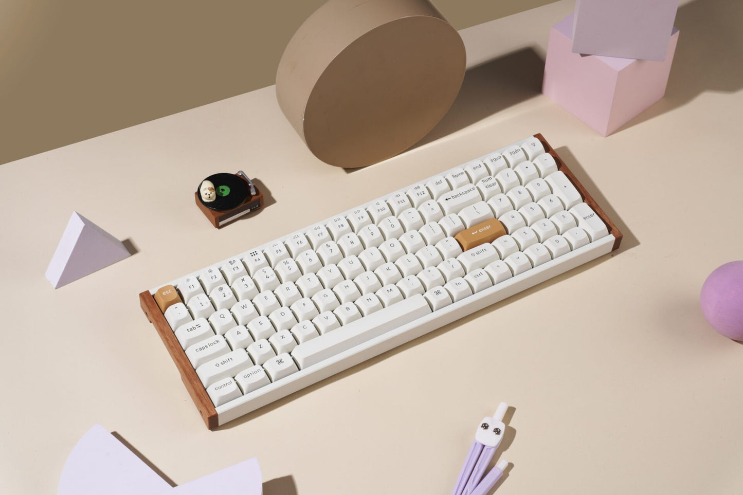 Keychron K4 HE 96% Magnetic Switch Hot-Swap RGB Wireless Keyboard – White (Wood + Aluminium)-3