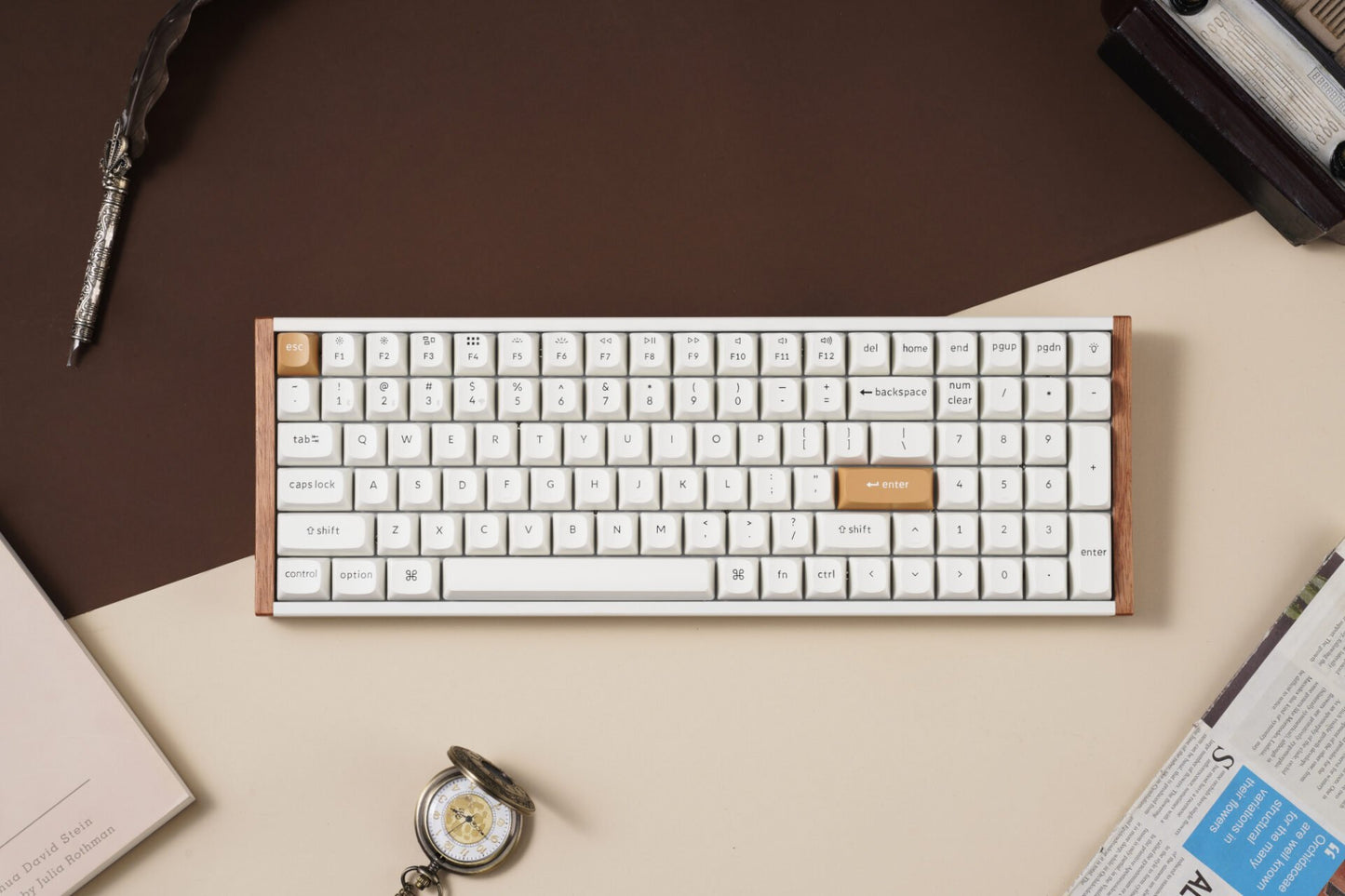 Keychron K4 HE 96% Magnetic Switch Hot-Swap RGB Wireless Keyboard – White (Wood + Aluminium)-4