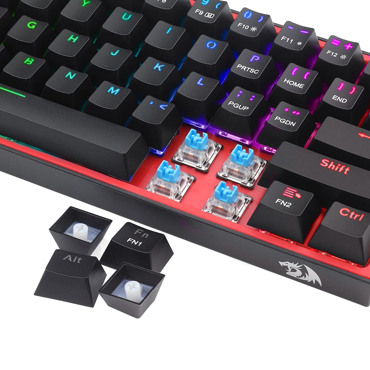 Redragon K616 FIZZ Pro 61-Key RGB Mechanical Gaming Keyboard – Black (60%, RGB, Wireless/Wired, Hot-Swappable)-6