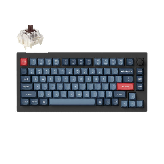 Keychron V1 Max QMK/VIA Wireless Custom Mechanical Keyboard | BROWN Switches – Black-0