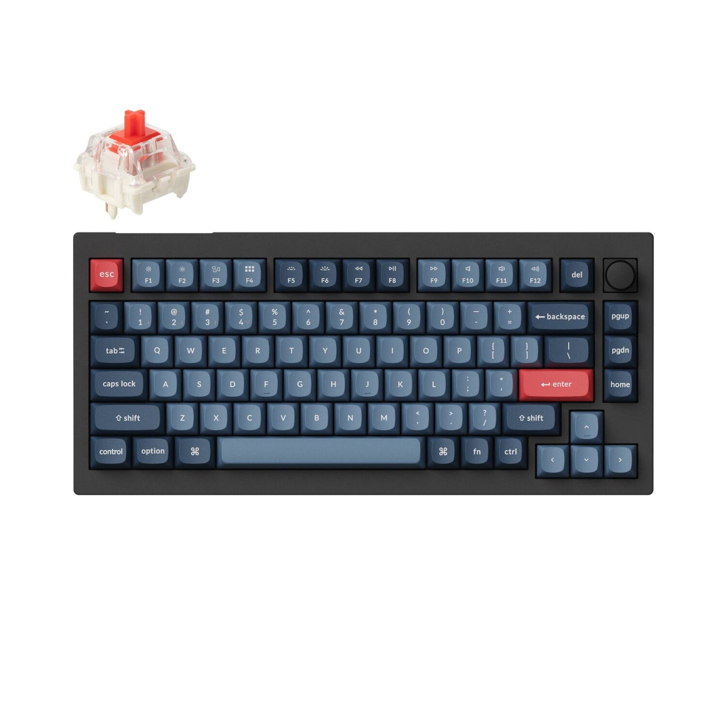 Keychron V1 Max QMK/VIA Wireless Custom Mechanical Keyboard | RED Switches - Black-0