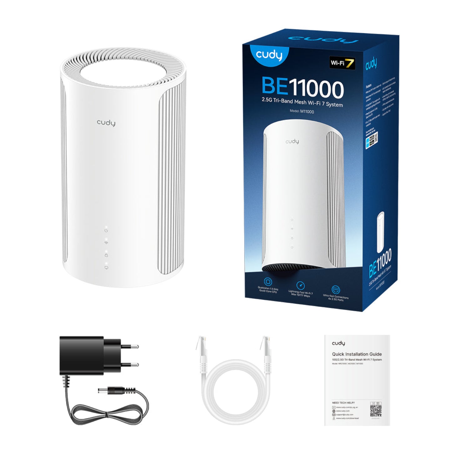 Cudy BE11000 Wi-Fi7 Tri-band Mesh Wi-Fi System (1 Pack)-White-2