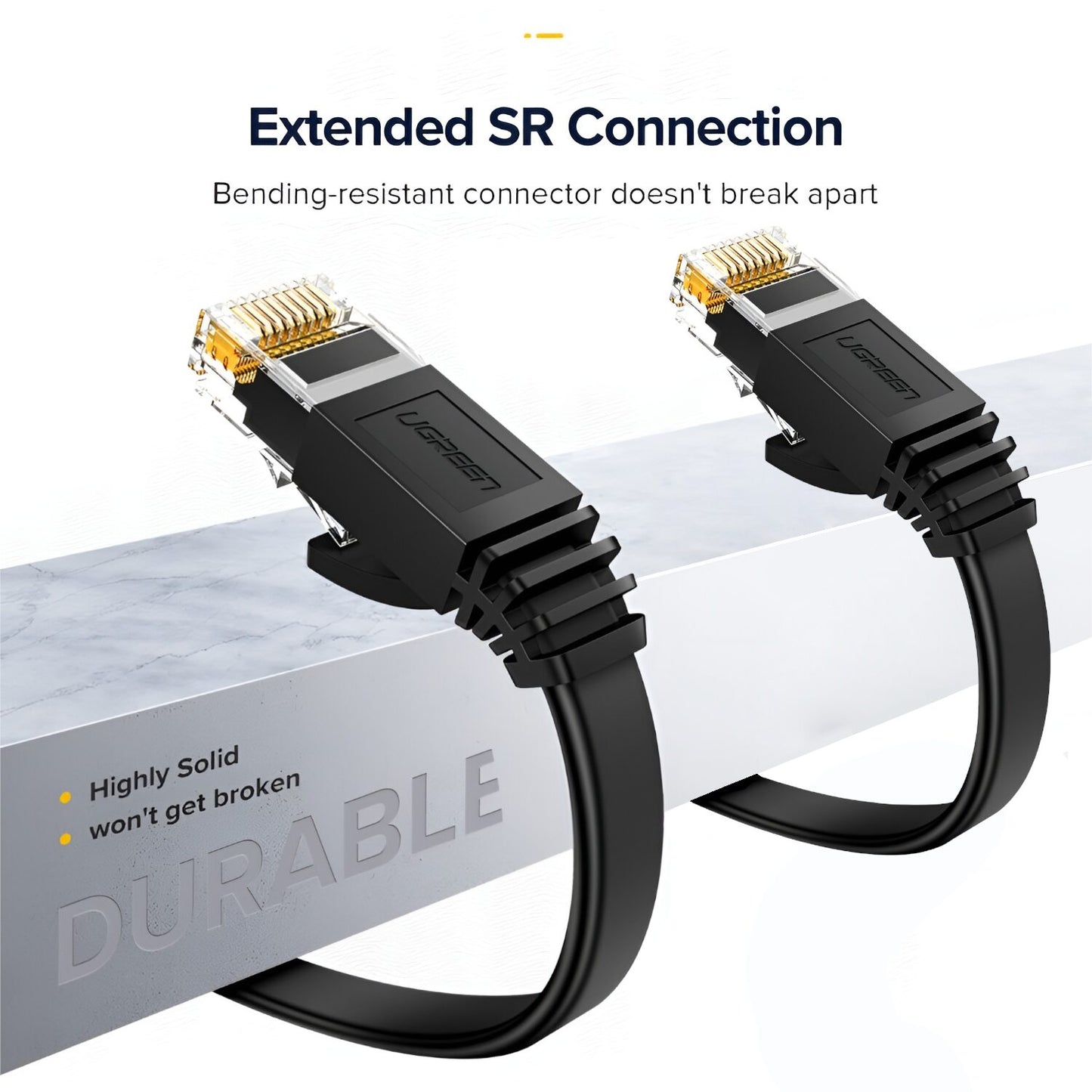 UGREEN NW102 Cat6 U/UTP Flat Ethernet Cable 8m - Black-3