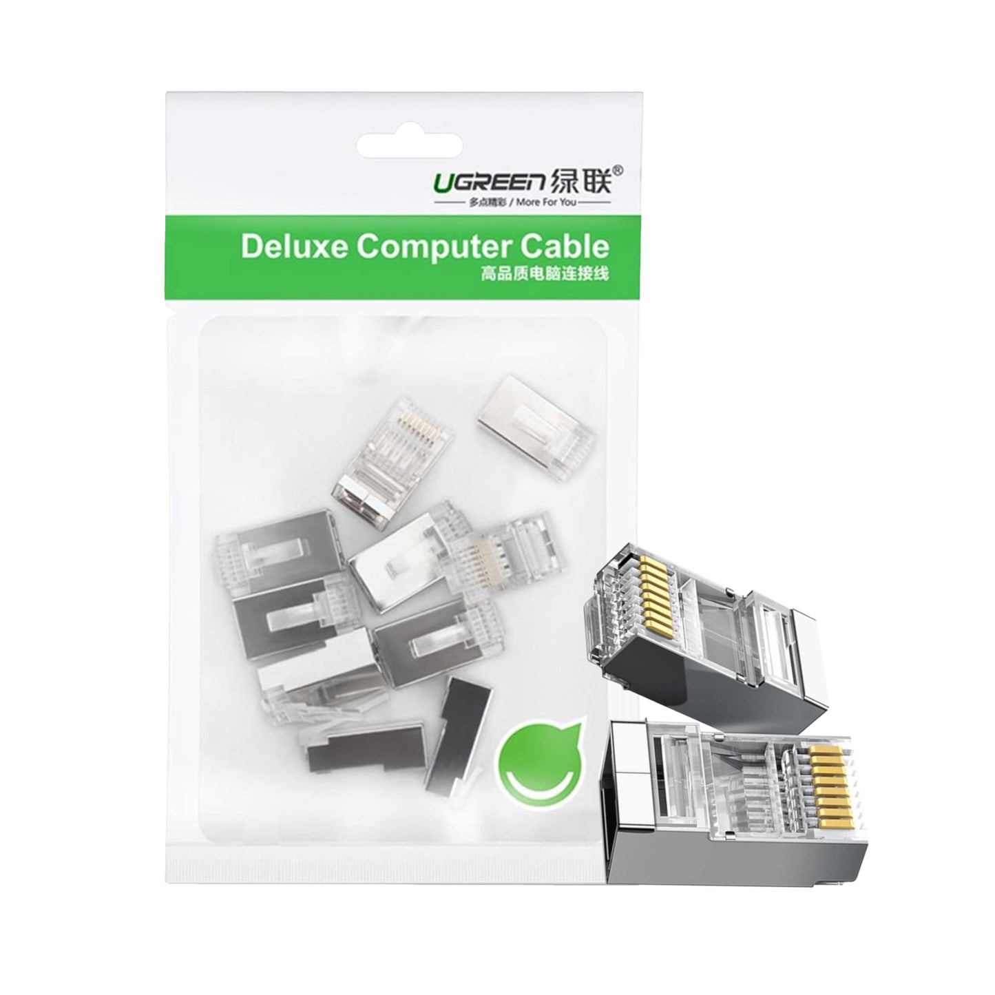 UGreen NW111 RJ45 Cat6 Ethernet Network Head 100 Pack - Silver/Transparent-0