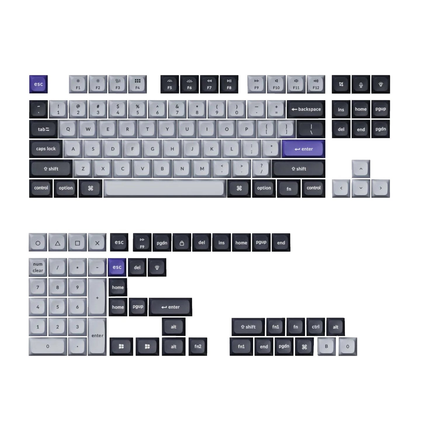 Keychron Double Shot KSA PBT Keycap Set - Dark Grey/White Smoke-0