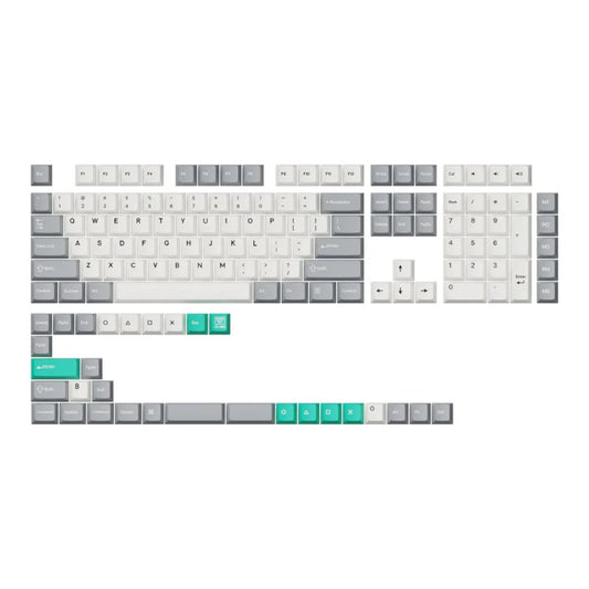 Keychron Cherry Profile Double Shot PBT Full Keycap Set - Grey/White/Mint-0