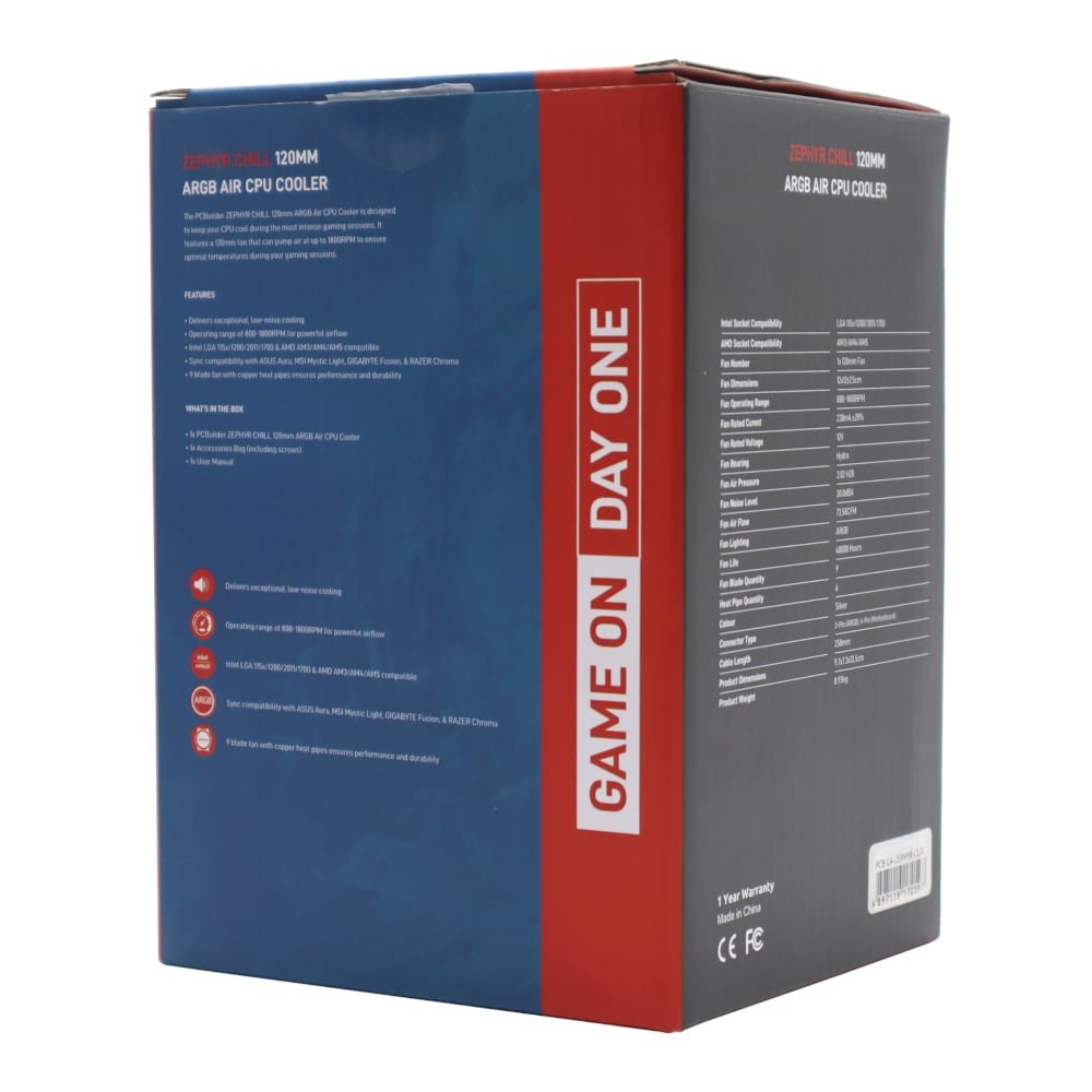 PCBuilder Zephyr Chill 120MM ARGB AIR CPU Cooler-3