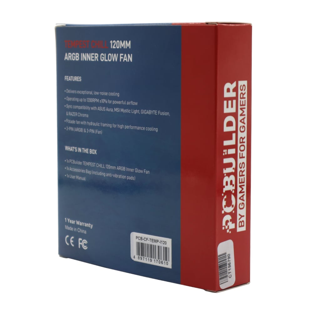 PCBuilder Tempest Chill 120MM ARGB Inner Glow Fan-3