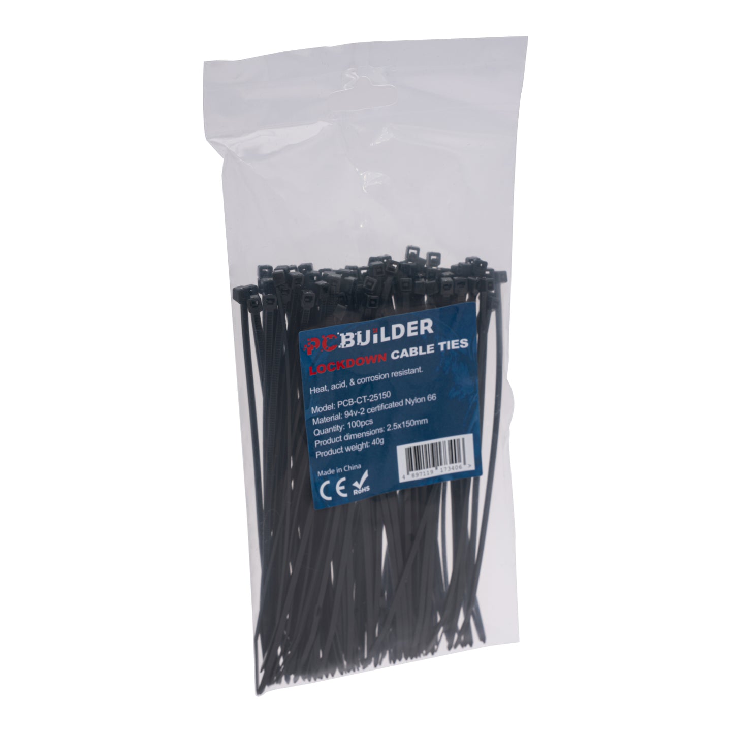 PCBuilder LOCKDOWN 150mm Cable Ties (100 pcs) - Black-2