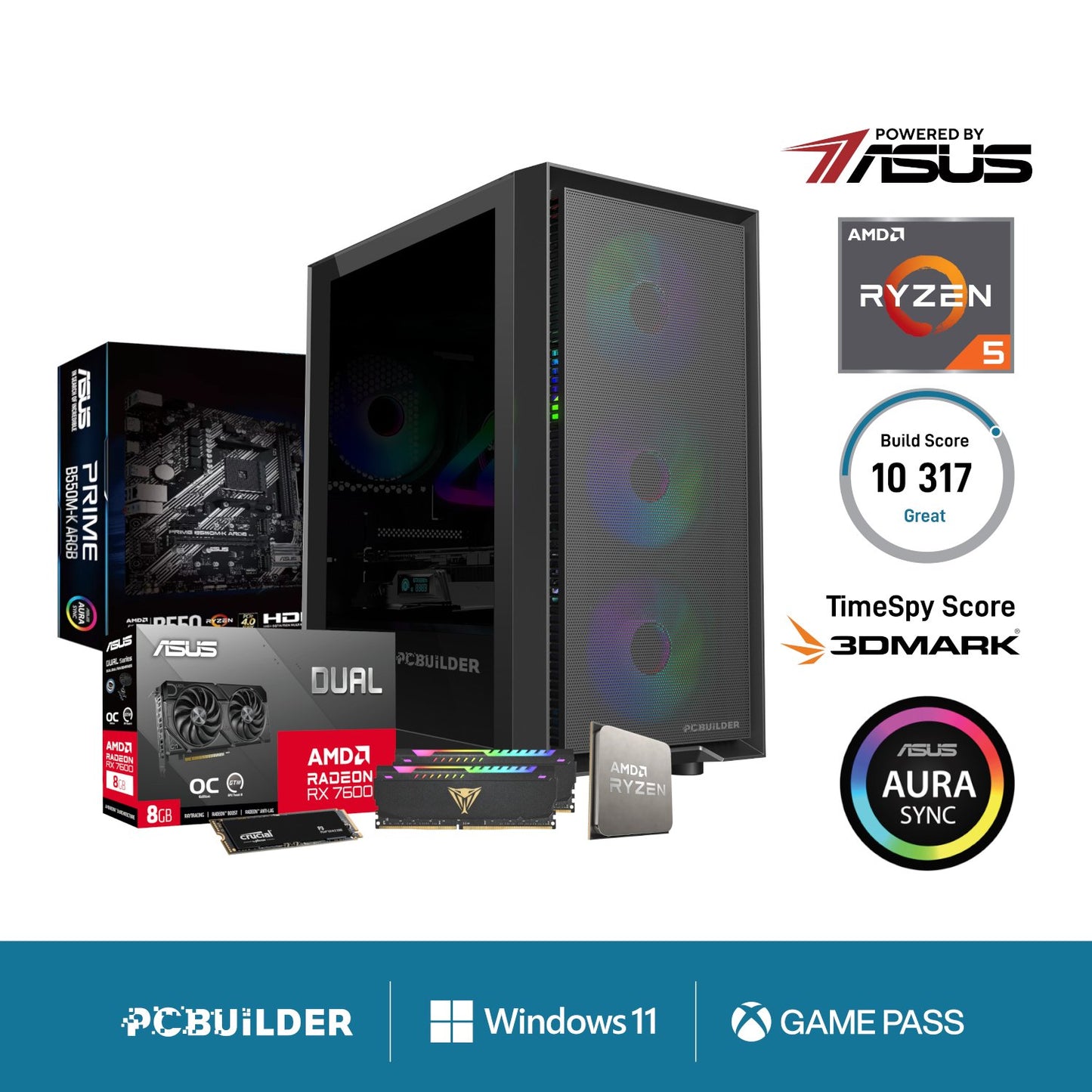 PCBuilder Ryzen 5 5600X PATHFINDER Windows 11 Gaming PC-0