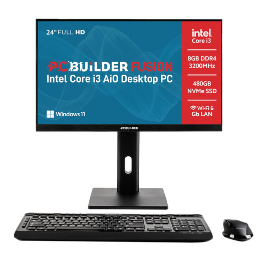 PCBuilder FUSION 24" Intel i3-14100 Windows 11 AiO Desktop PC-0