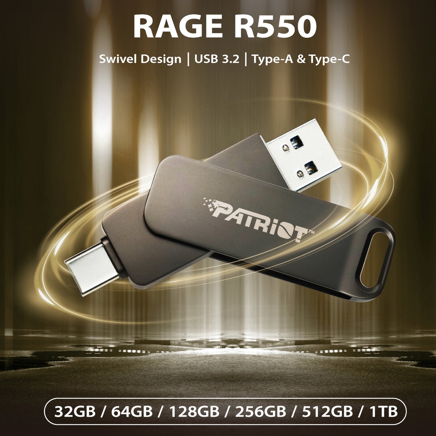 Patriot Rage R550 128GB USB3.2 Swing Type A to Type-C Flash Drive-4