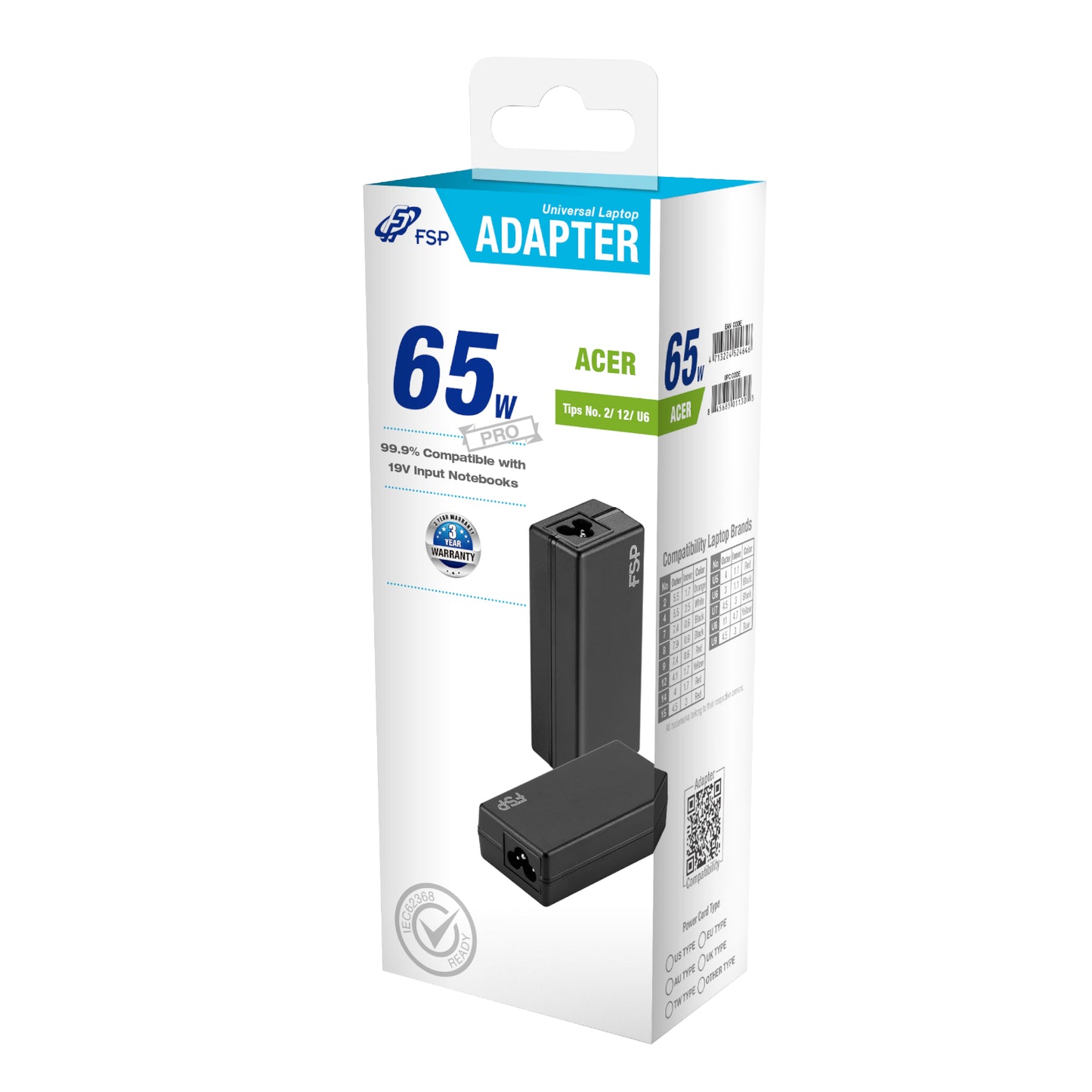 FSP PRO 65W Universal Laptop Adapter – Acer-4