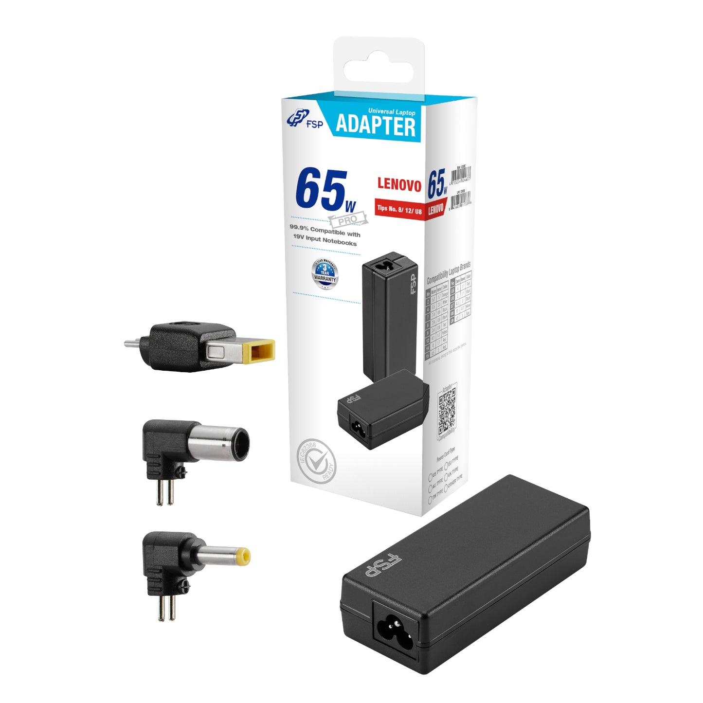 FSP PRO 65W Universal Laptop Adapter – Lenovo-0