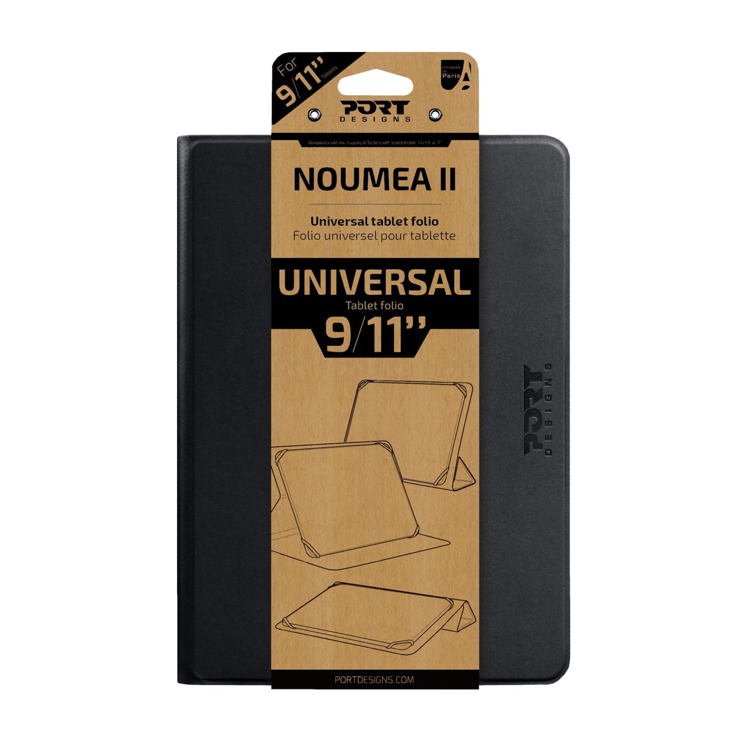 Port Designs Noumea II Universal 9/11" Tablet Folio – Black-1