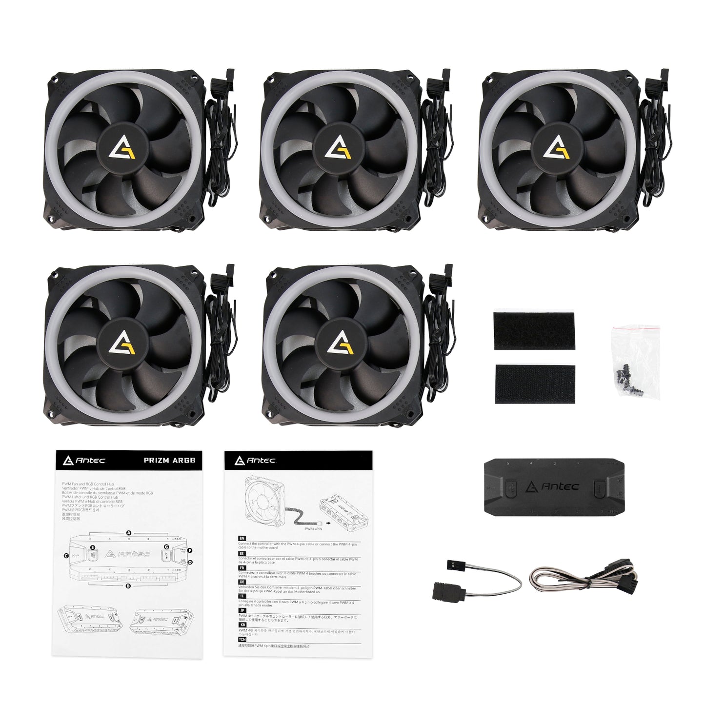 Antec Prizm 120 ARGB Case Fan 5 Pack + Controller - Black-6