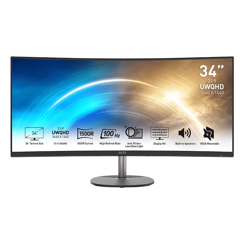 MSI PRO MP341CQ 34″ VA Ultrawide Curved Pro Monitor (1500R, 3440x1440, 1ms, 100Hz)-0