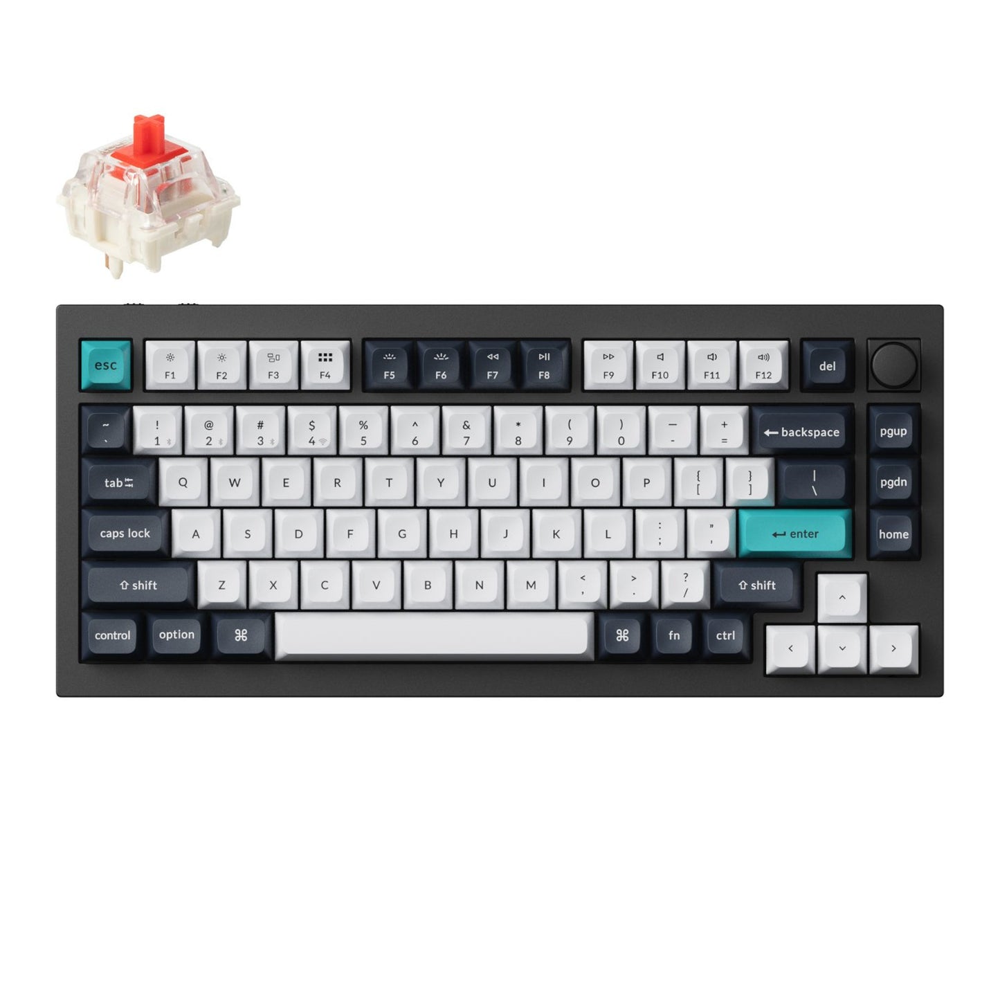 Keychron Q1 Max QMK/VIA RGB Wireless Custom Mechanical Keyboard (Gateron RED Switches) - Black-0