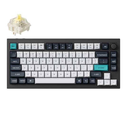 Keychron Q1 Max QMK/VIA RGB Wireless Custom Mechanical Keyboard (Gateron BANANA Switches) - Black-0