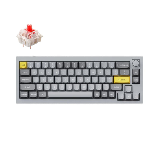 Keychron Q2 65% Red G Pro Switches Aluminium RGB Wired Keyboard - Grey-0