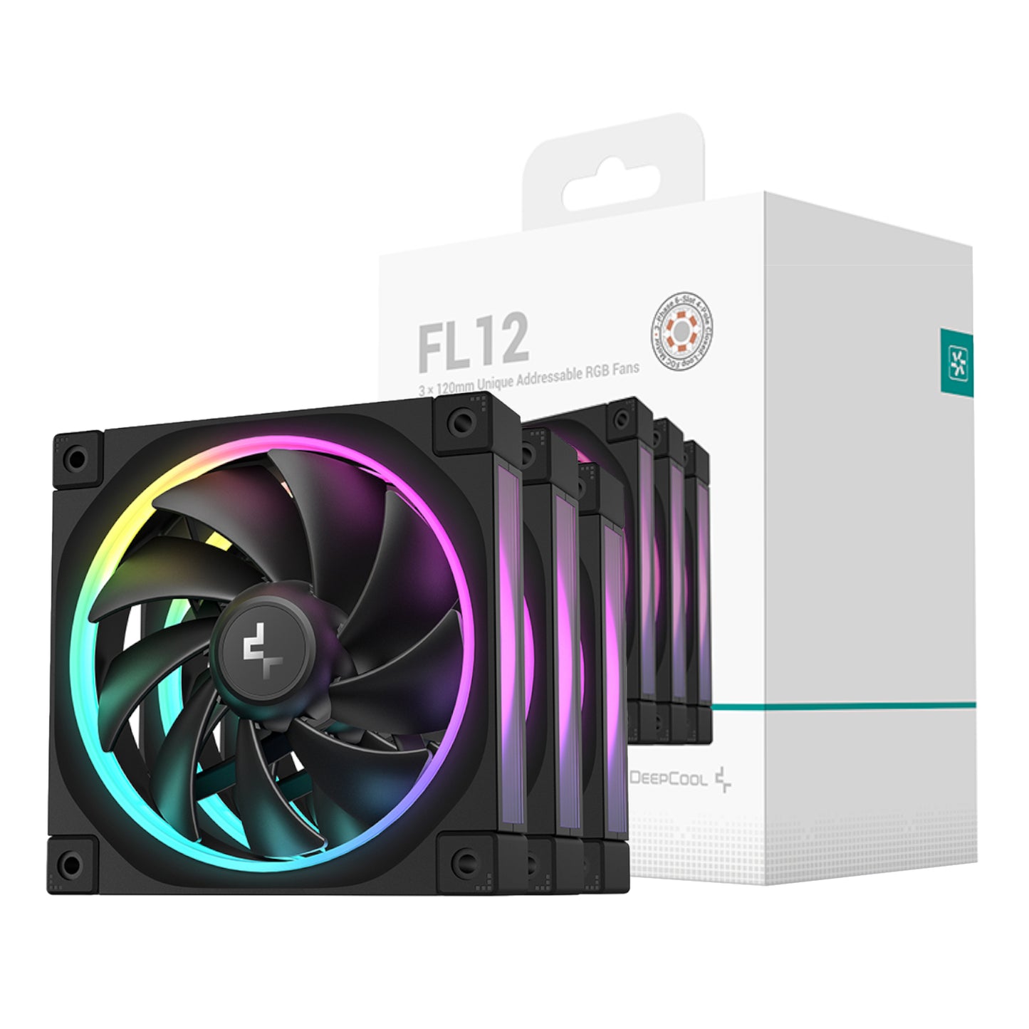 DeepCool FL12 3-in-1 ARGB 120mm Fan 3 Pack - Black-0