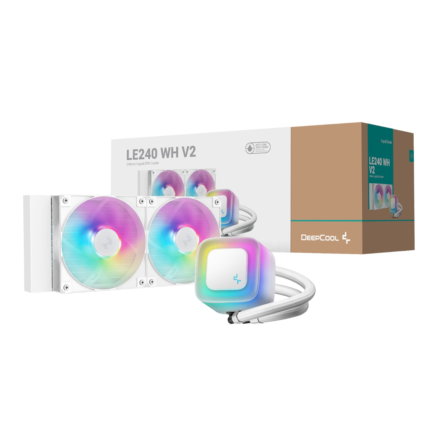 DeepCool LE240 V2 240mm ARGB AIO CPU Liquid Cooler - White-0