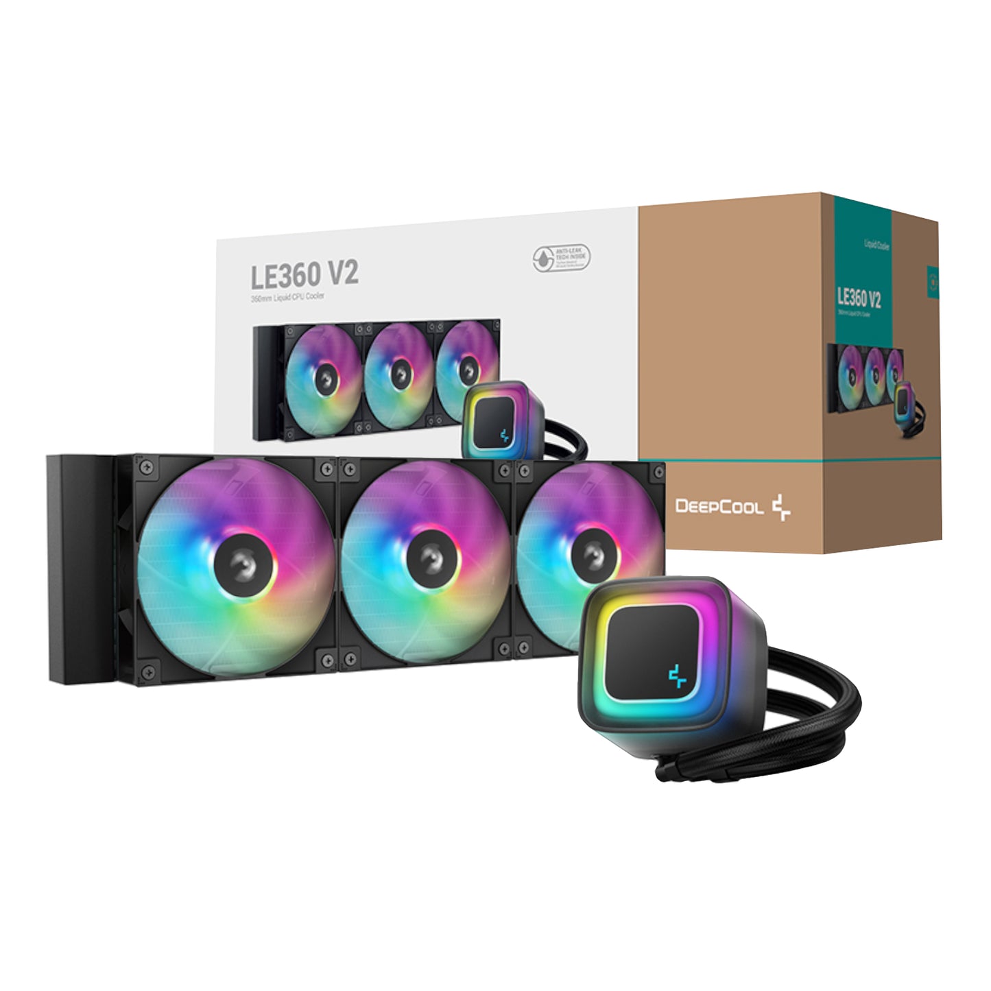 DeepCool LE360 V2 ARGB 360mm AIO Liquid Cooler - Black-0
