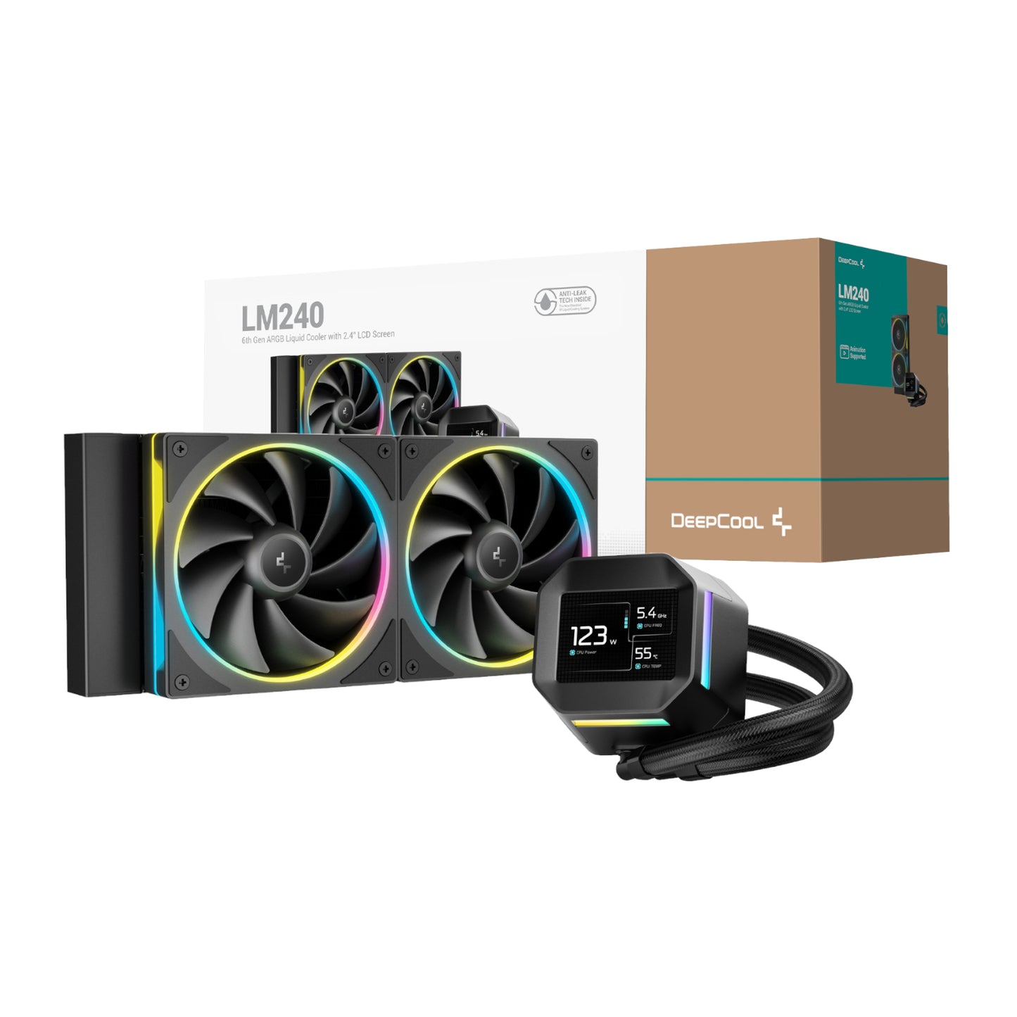 DeepCool LM240 ARGB 240mm AiO CPU Liquid Cooler - Black-0