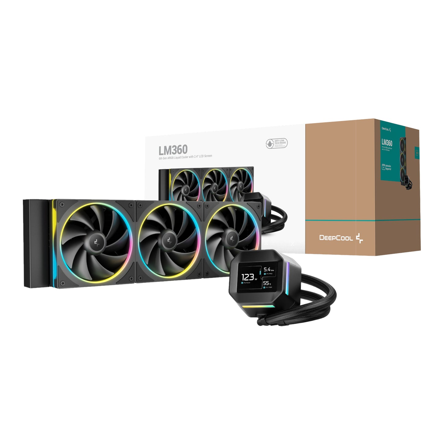 DeepCool LM360 ARGB 360mm AIO CPU Liquid Cooler - Black-0
