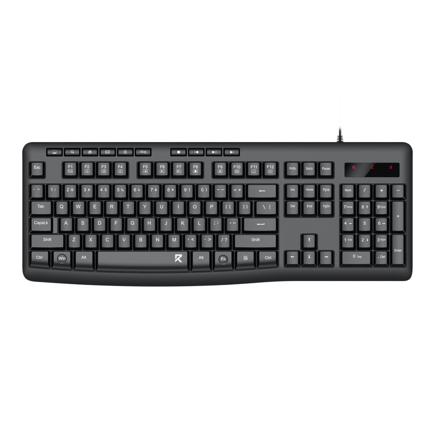 Redragon BK-7366 Full-size Ergonomic Wired Membrane Office Keyboard - Black-0