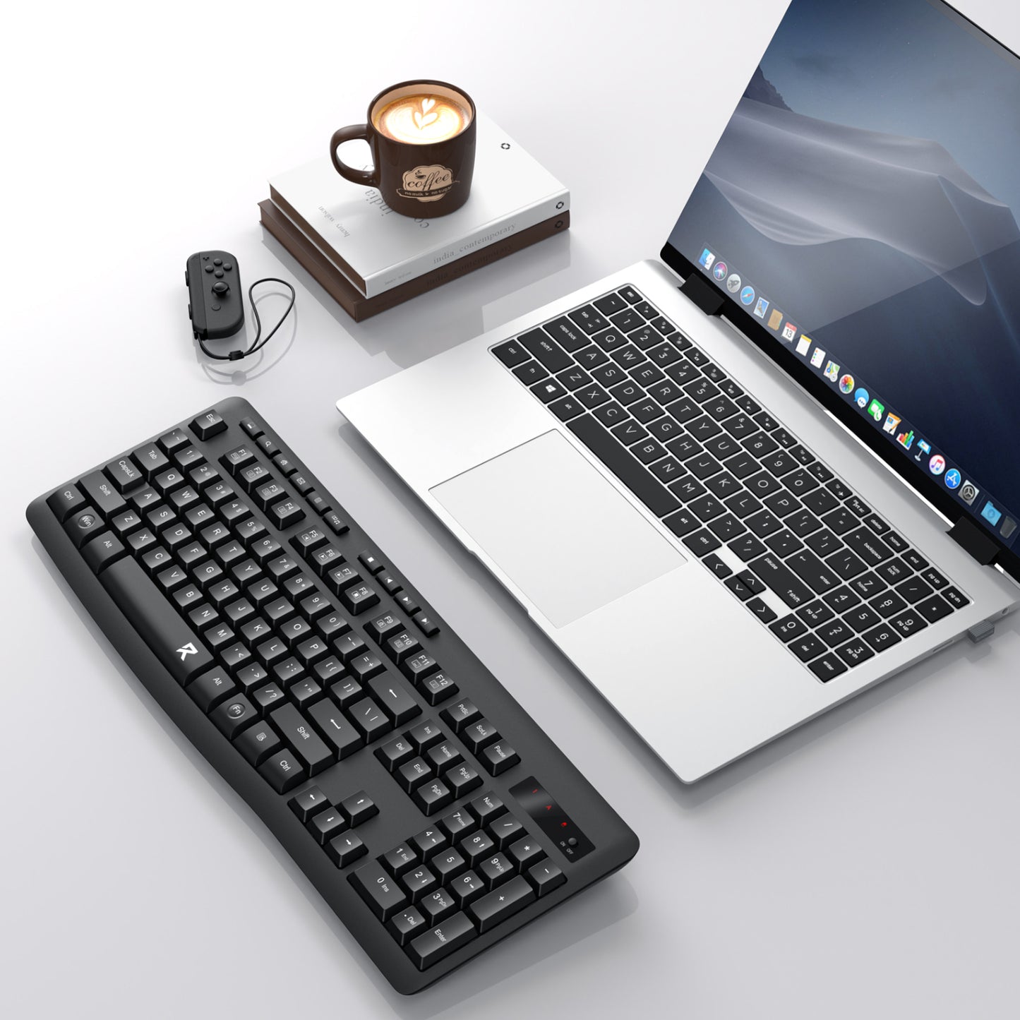 Redragon BK-7367 Full-size Ergonomic Wireless Membrane Office Keyboard - Black-4