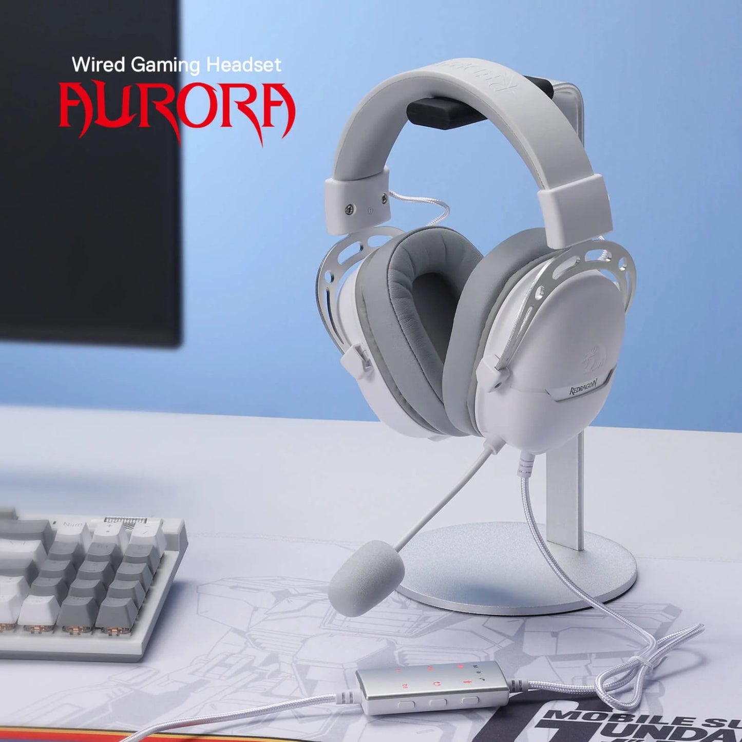 REDRAGON Over-Ear AURORA Gaming Headset - White-1