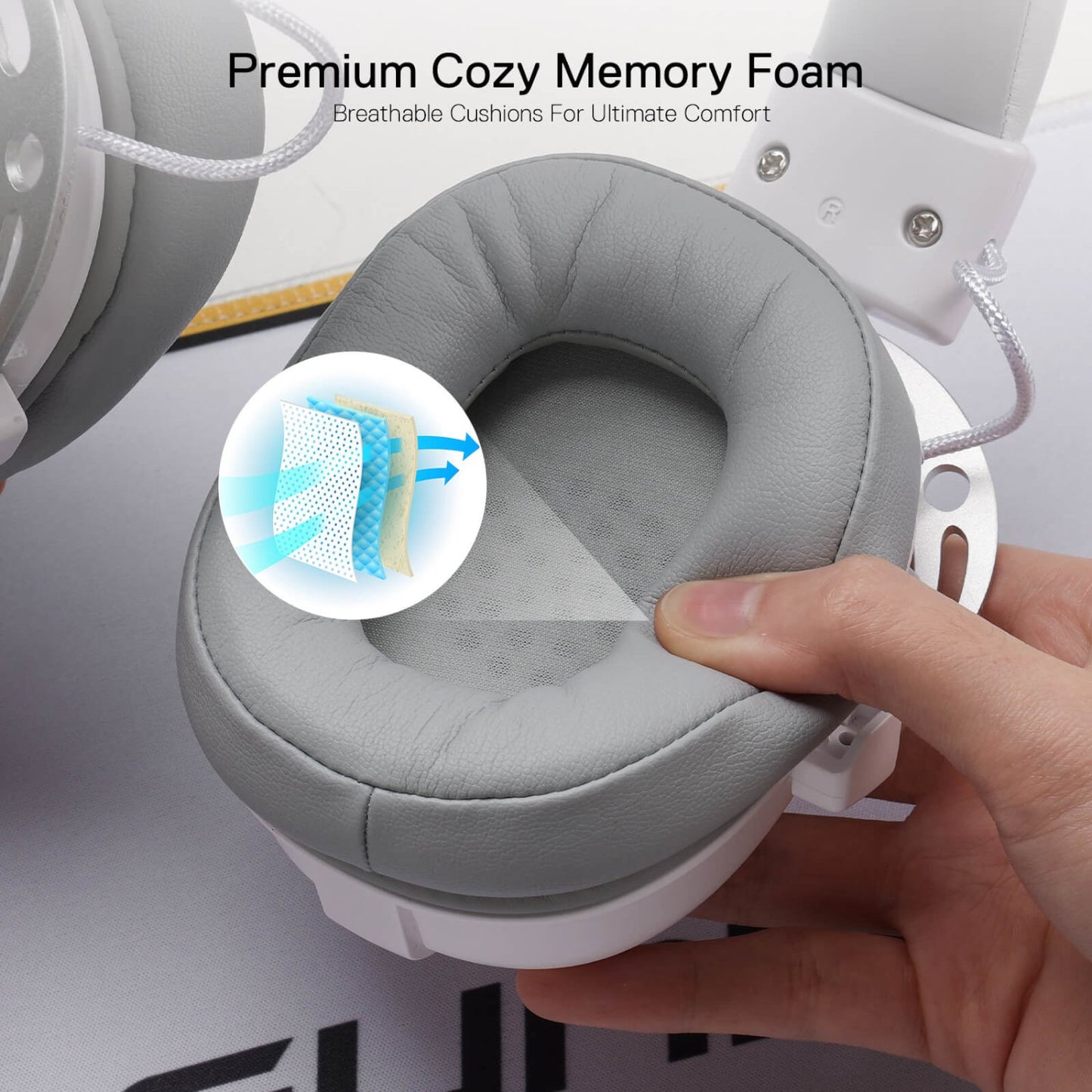 REDRAGON Over-Ear AURORA Gaming Headset - White-5