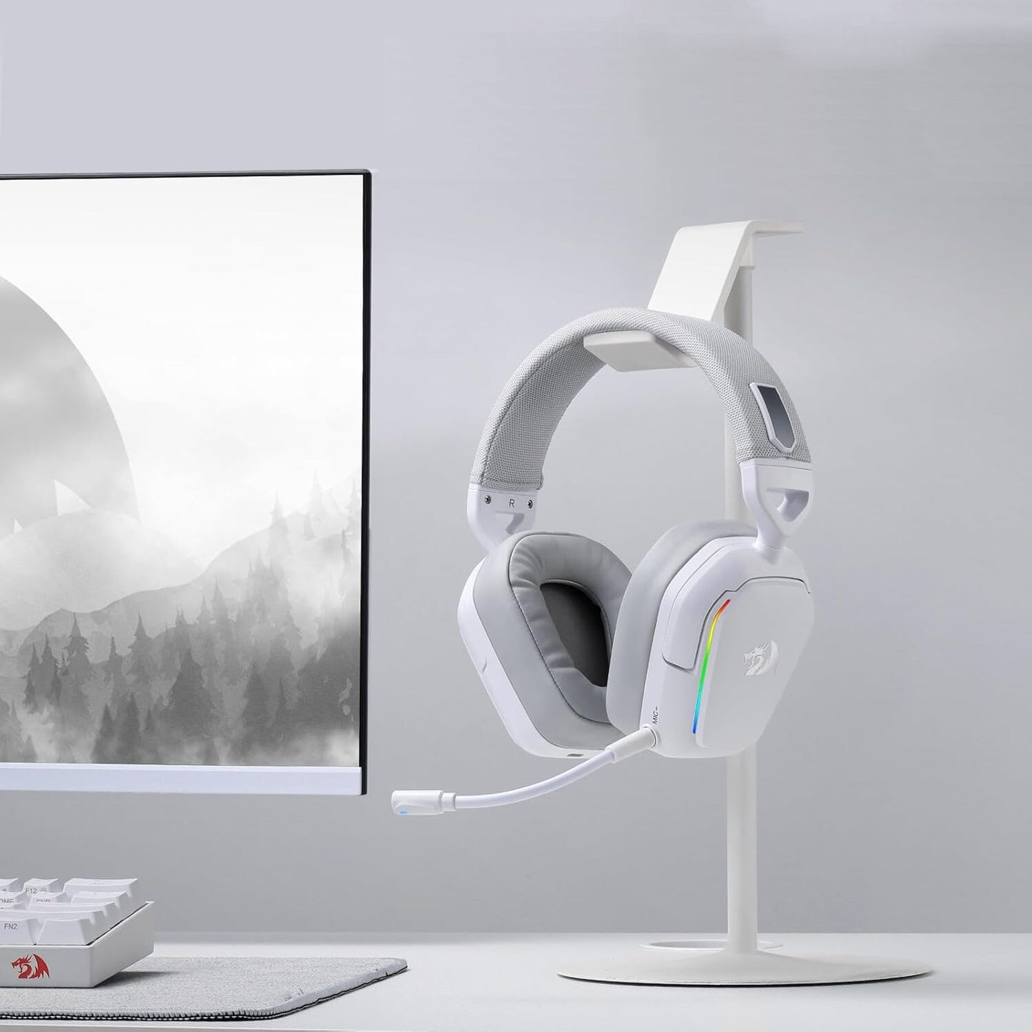 Redragon H868 RGB Wireless Gaming Headset - White-3