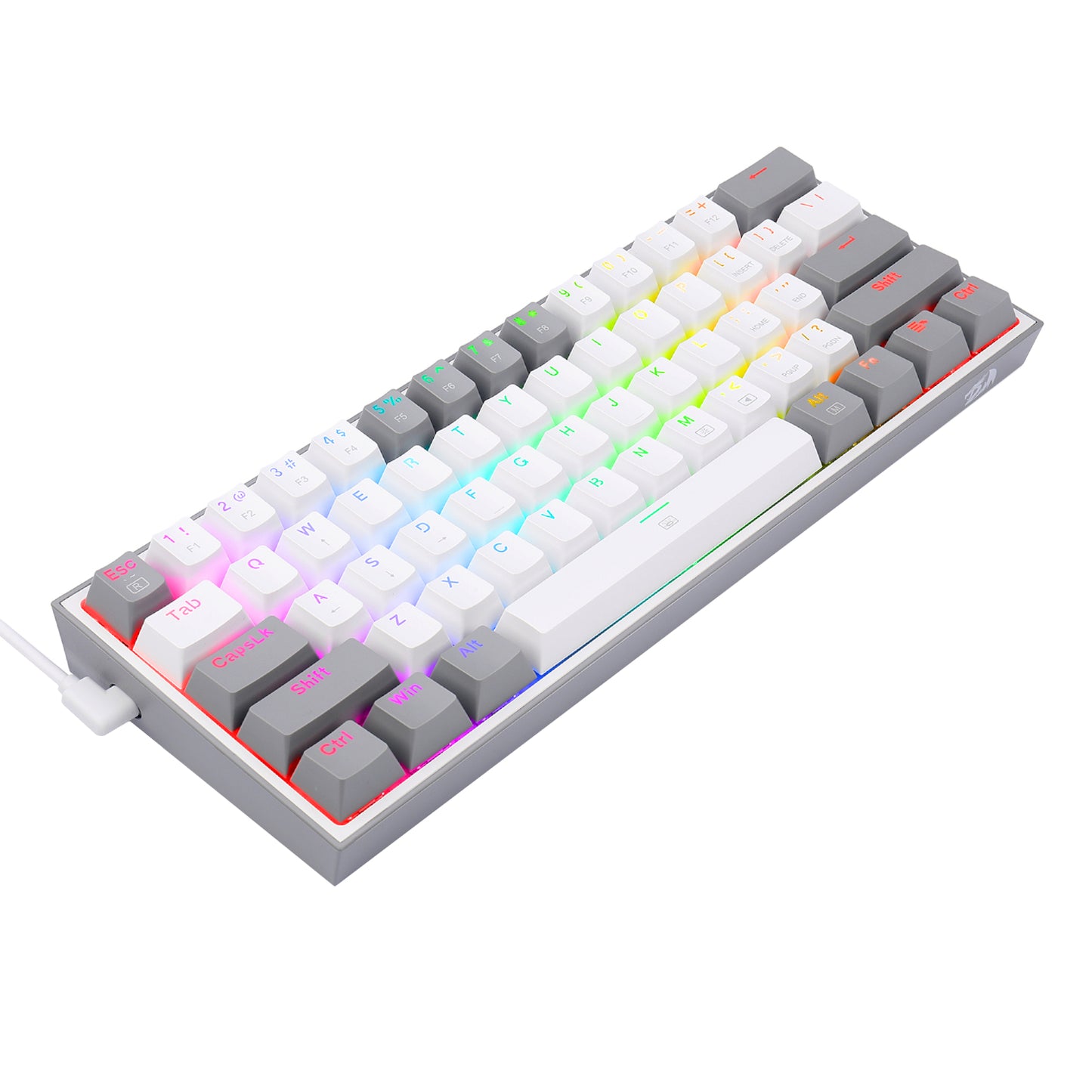 Redragon K617 FIZZ 60% Wired RGB Gaming Keyboard - White/Grey-3