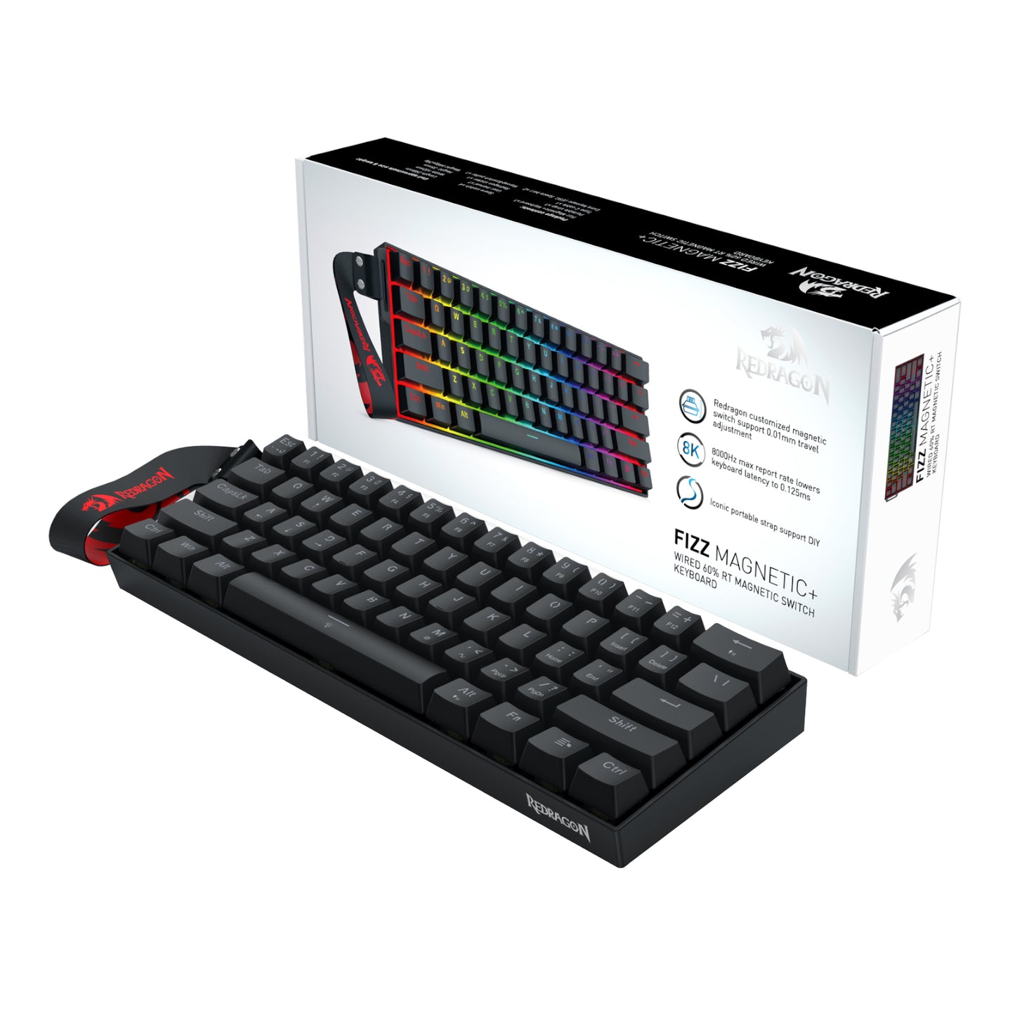 Redragon FIZZ Magnetic Plus 60% RGB Gaming Keyboard - Black-4