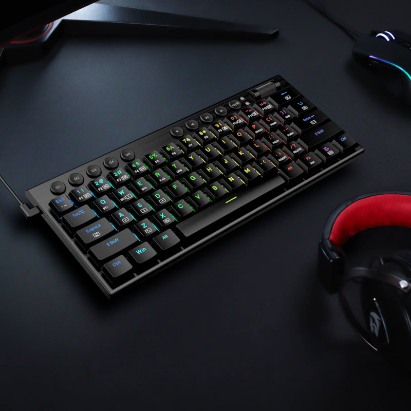 REDRAGON Horus Mini 61Key Red Switch RGB Low Profile Gaming Mechanical Keyboard - Black-3