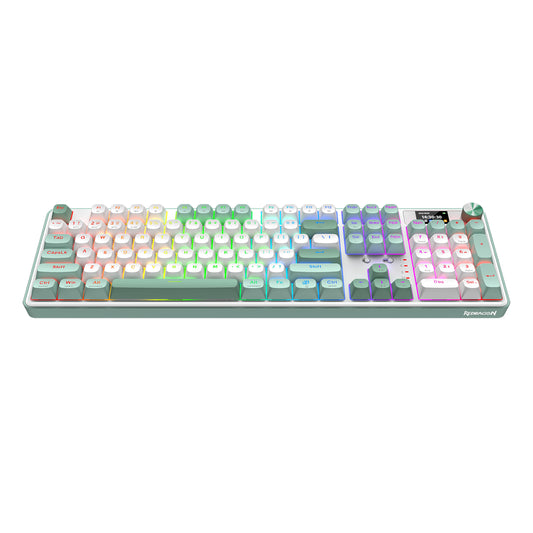 Redragon WYVERN K761 Pro Full-size RGB Wireless Mechanical Gaming Keyboard - White/Green-0