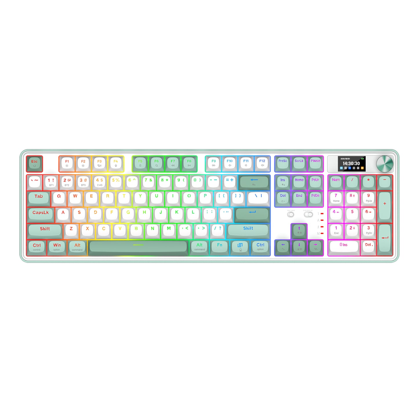 Redragon WYVERN K761 Pro Full-size RGB Wireless Mechanical Gaming Keyboard - White/Green-1