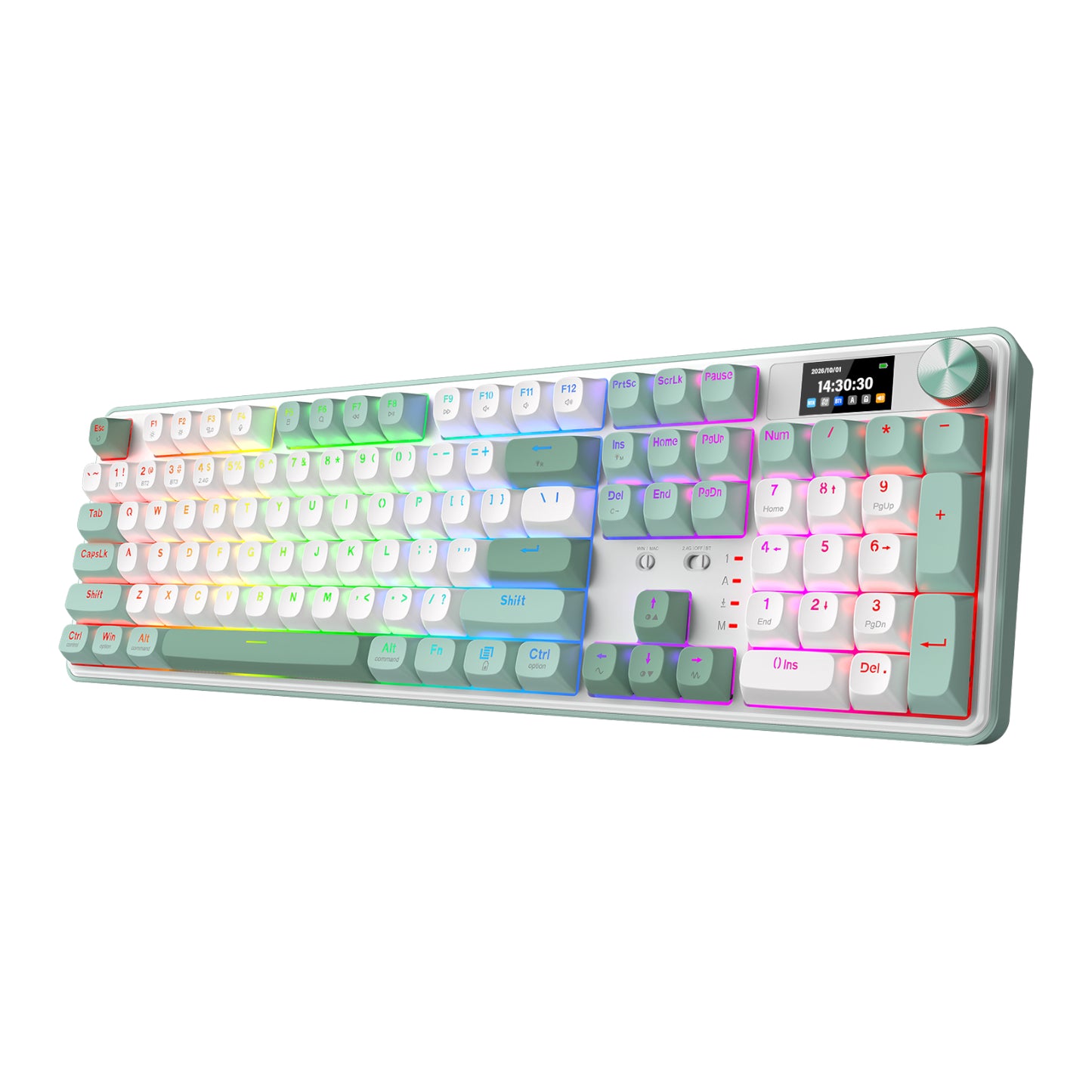 Redragon WYVERN K761 Pro Full-size RGB Wireless Mechanical Gaming Keyboard - White/Green-4