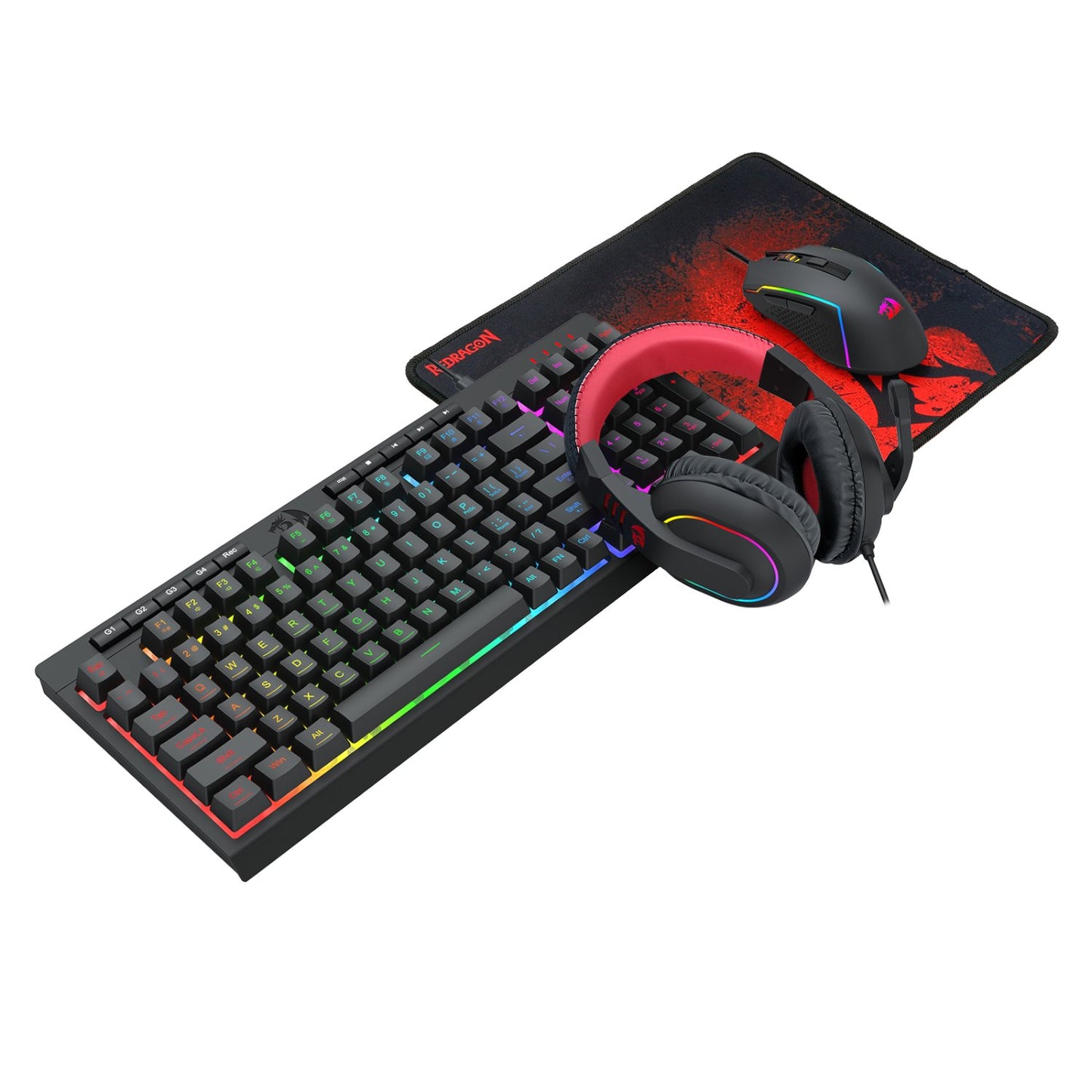 Redragon 4-in-1 Keyboard | Mouse | Mousepad | RGB Headset Gaming Combo-2