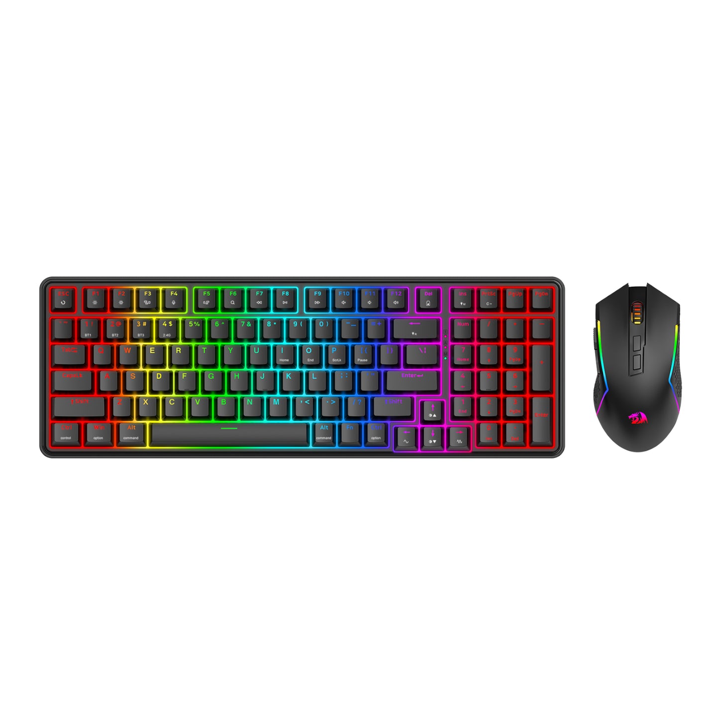 Redragon S162 RGB 3-Mode Wireless Mechanical Gaming Keyboard and Mouse Combo - Black-0