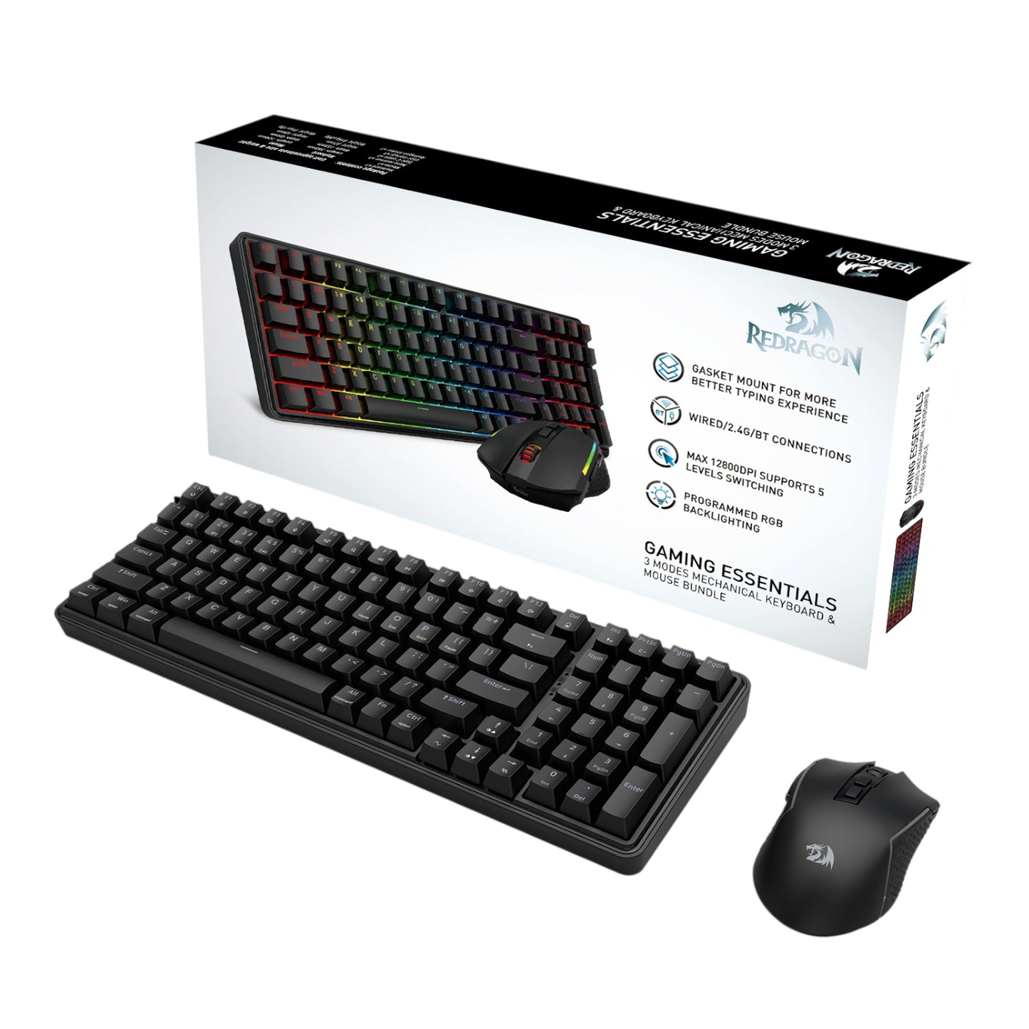 Redragon S162 RGB 3-Mode Wireless Mechanical Gaming Keyboard and Mouse Combo - Black-7