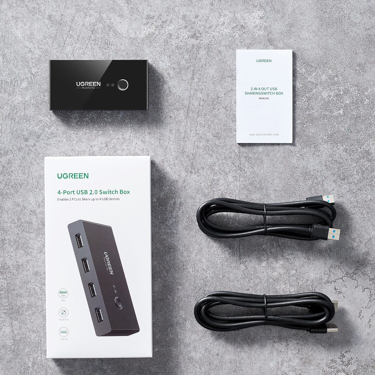 UGREEN USB 3.0 4-Port Switch Box, with 1.5m USB Cables-4