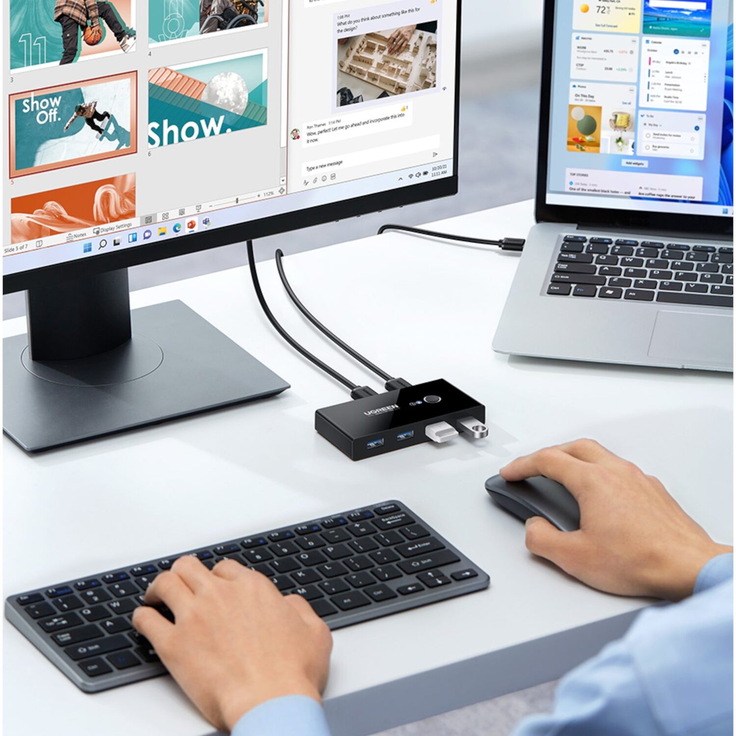 UGREEN USB 3.0 4-Port Switch Box, with 1.5m USB Cables-3