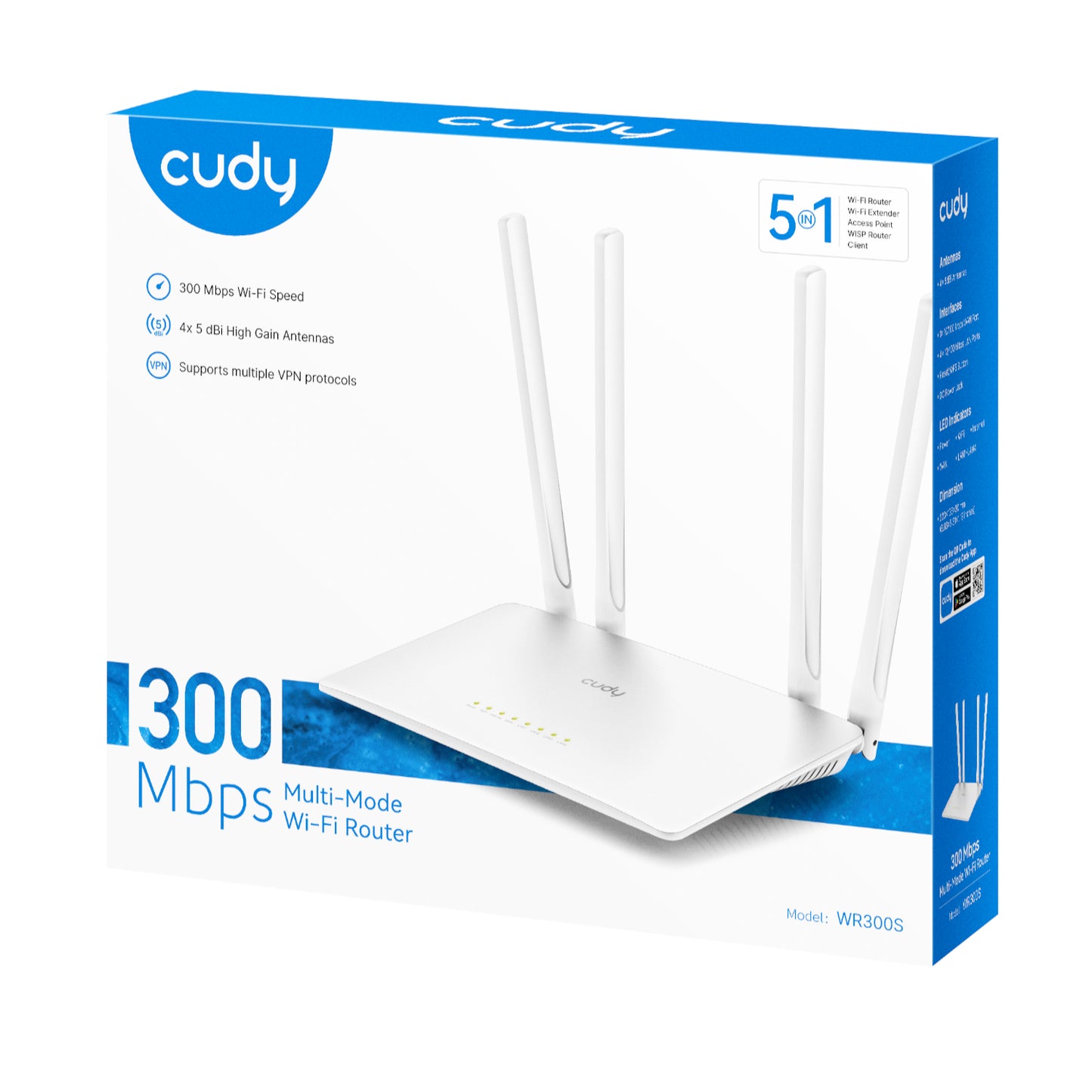 Cudy WR300S 300Mbps 5-Port Wi-Fi 4 Router – White-4