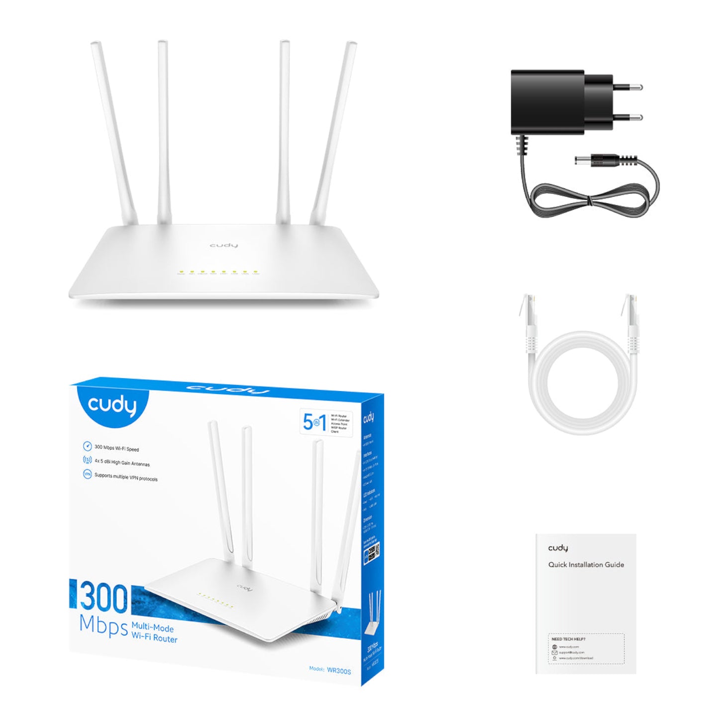 Cudy WR300S 300Mbps 5-Port Wi-Fi 4 Router – White-5