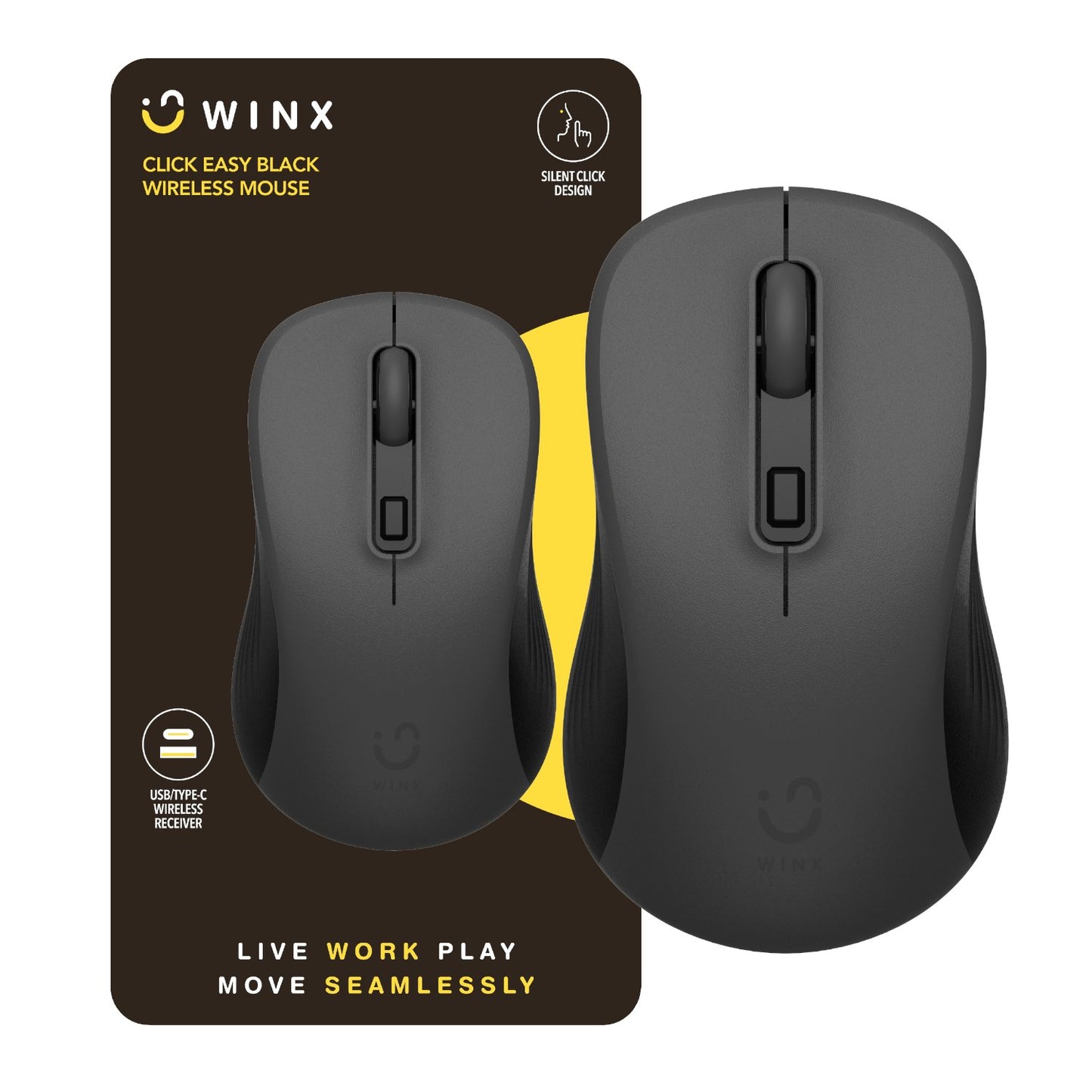 WINX CLICK Easy 1600DPI 2.4GHz Wireless Mouse - Black-0